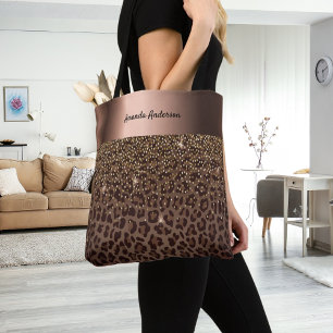 Tote Bag Bronze noir motif léopard