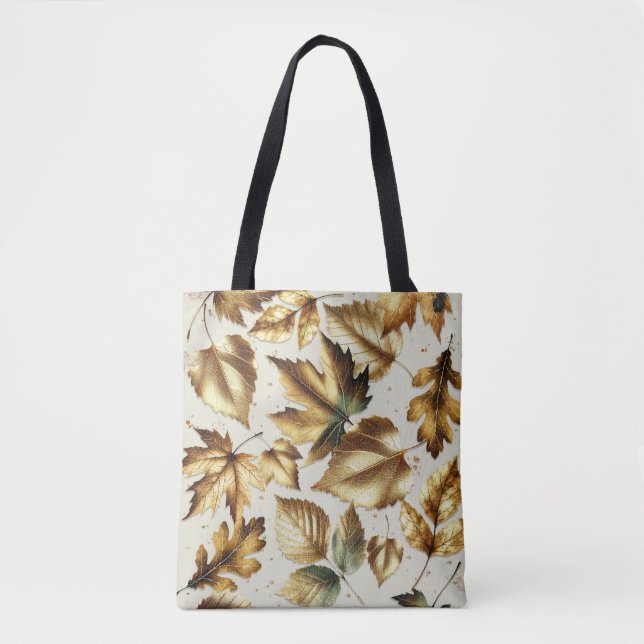Tote Bag Bronze Or Feuille Amande Beige Glam Fall (Devant)
