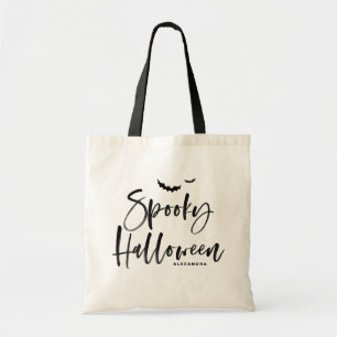 Tote Bag Brosse Lettrage Éffrayant Halloween Trick ou trait