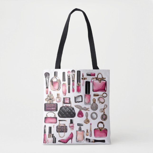 Tote Bag Brosses de maquillage de cosmétiques Bouton à lèvr (Devant)
