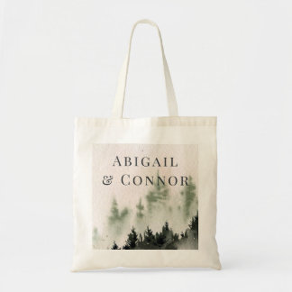 Tote Bag Brouillard de montagne Evergreen Rustique Hiver Bl