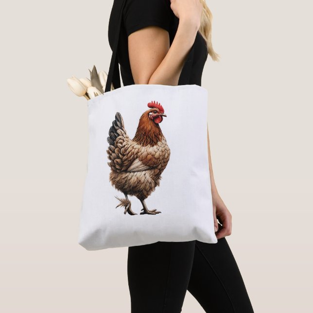 Tote Bag Brown Country Chicken Farm Barnyard Kitchen (De près)