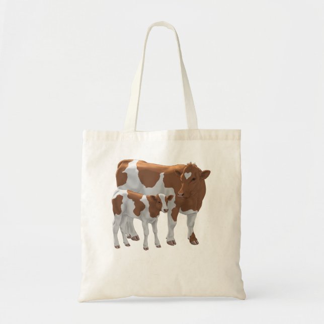 Tote Bag Brown et blanche Guernsey Vache et mignonne Vachet (Devant)