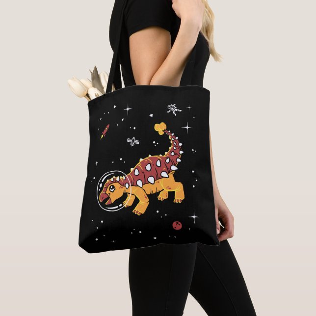 Tote Bag Brown Et Tan Ankylosaurus Dinos Dans L'Espace (De près)