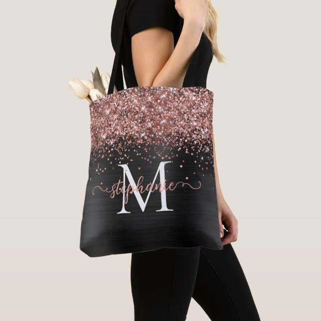 Tote Bag Brown Faux Parties scintillant Fille Glam Noir Per (De près)