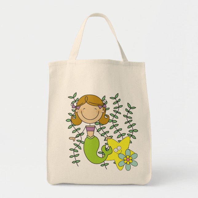 Tote Bag Brown Haired Mermaid (Devant)