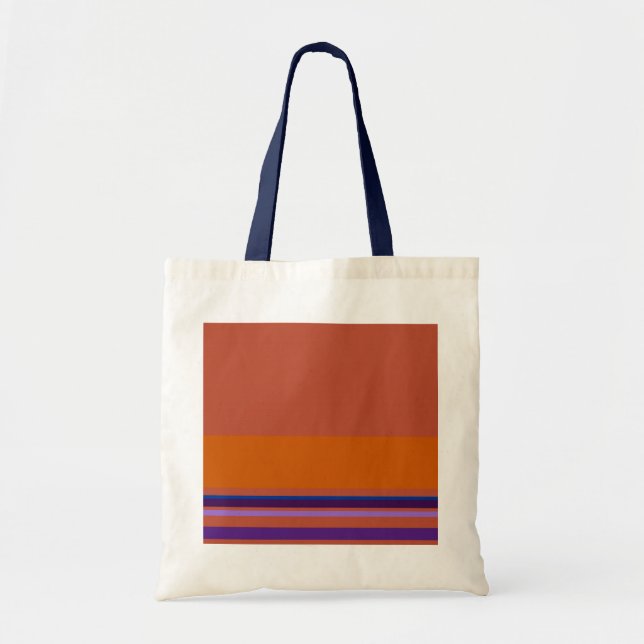 Tote Bag Brown rayures violettes rose orange (Devant)