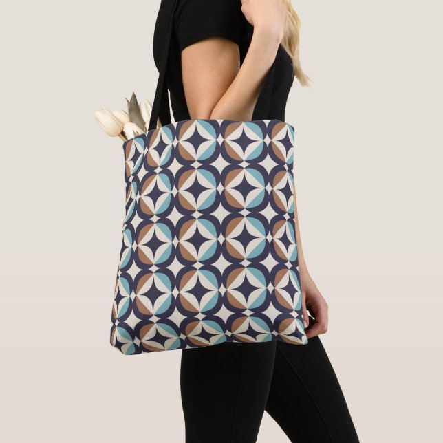 Tote Bag Brun moderne de la moitié du siècle et motif (De près)