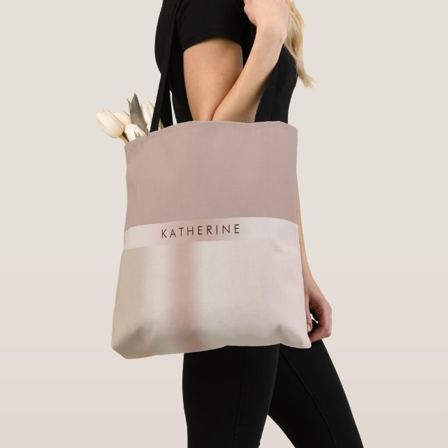 Tote Bag Brun rose élégant et élégant d'or (De près)