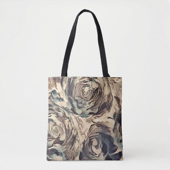Tote Bag Brush art Abstrait texturé rose imprimé brun beig (Devant)