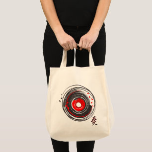 Tote Bag Brush Peint Vinyl Record Avec Le Mot Amour