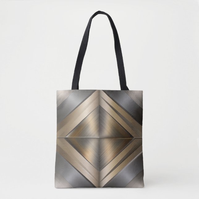 Tote Bag Brushed Metallic Geometric Diamond Pattern (Devant)