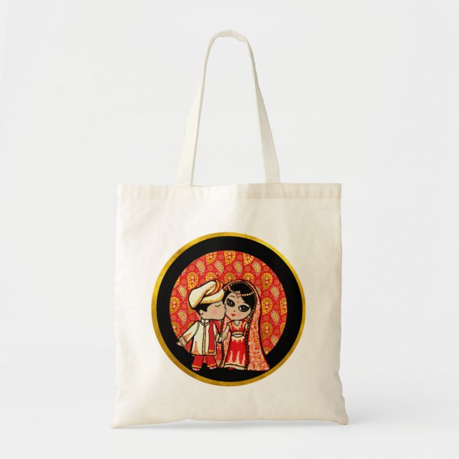 Tote Bag BUDGET Indienne mariée Mariage Couple mignon (Devant)