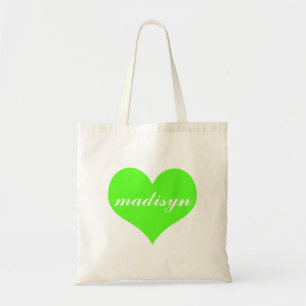 Tote Bag Budget personnalisé par coeur vert au néon