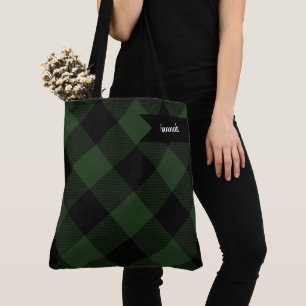 Tote Bag Buffalo Check Celtic Green et Black Carrés Plaid