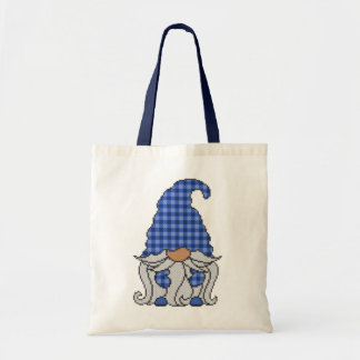 Tote Bag Buffalo Plaid Gnome 2 (bleu)