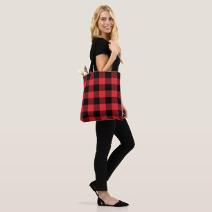Tote Bag Buffalo Plaid Red Black Check