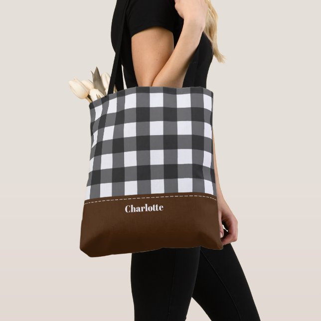 Tote Bag Buffle noir blanc plaqué personnalisé (De près)