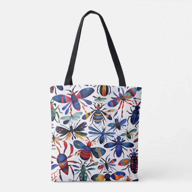 Tote Bag Bugs Colorés Insectes Whimsical Art (Dos)