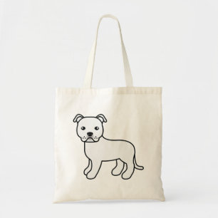 Tote Bag Bull Terrier Staffordshire Blanc Chien de Dessin A