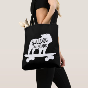 Tote Bag Bulldog à bord   Chien de Skateboard Silhouette