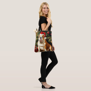 Tote Bag Bulldog anglais à Santa hat,