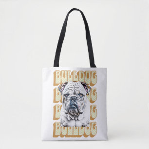 Tote Bag Bulldog anglais avec police rétro