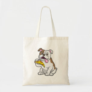 Tote Bag Bulldog avec morceau de pizza