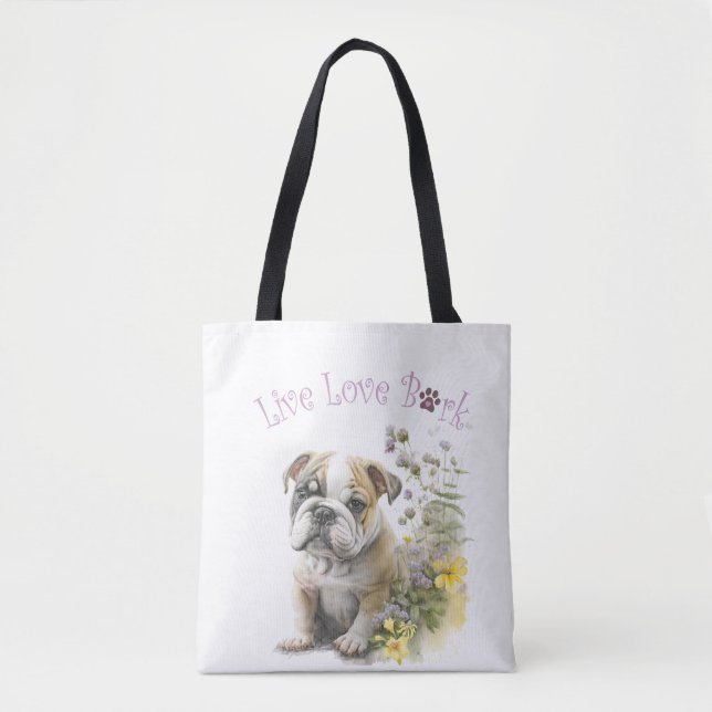 Tote Bag Bulldog Chien Maman Florale (Devant)