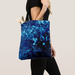 Tote Bag Bulles gelées abstraites avec des étincelles bleue