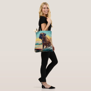 Tote Bag Bullmastiff Beach Surfing Peinture