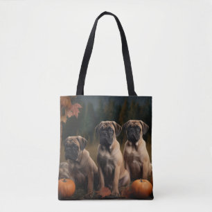 Tote Bag Bullmastiff Chiot Automne Citrouille de plaisir