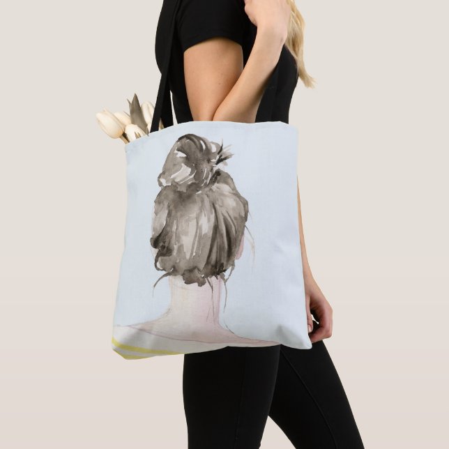Tote Bag Bun de noeud de cheveux Brown (De près)