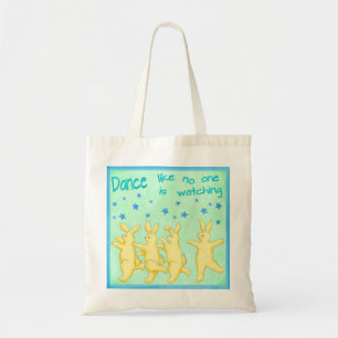 Tote Bag Bunnies Danse comme personne ne regarde vert jaune