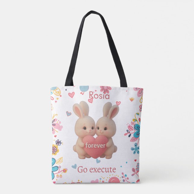 Tote Bag Bunny Christmas Stocking – Personal Holiday Ch arm (Dos)