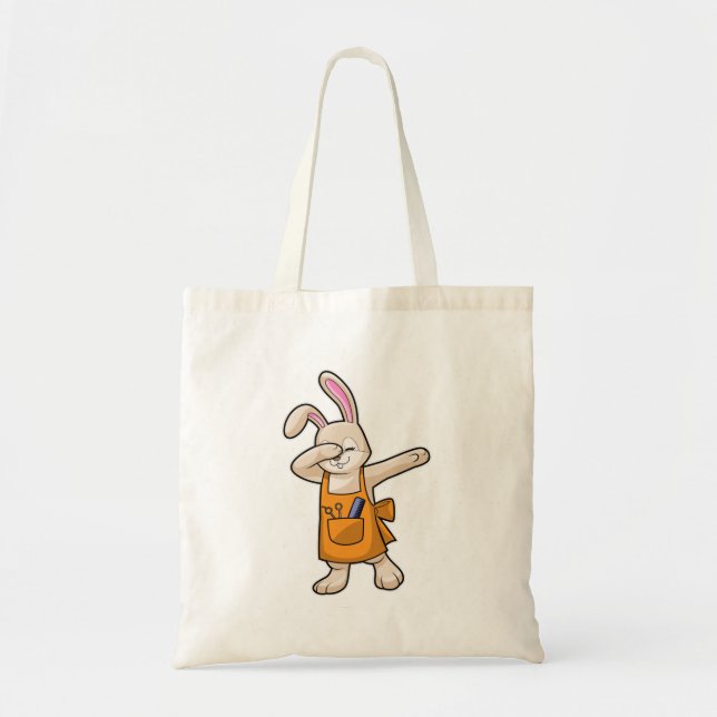 Tote Bag Bunny comme coiffeur avec peigne et ciseaux (Devant)