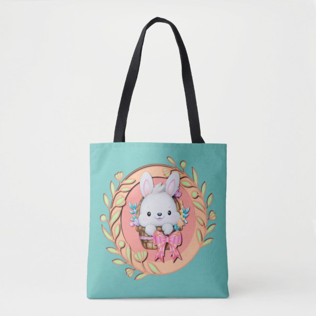 Tote Bag Bunny Fluffy assis dans le panier de Pâques Concep (Devant)