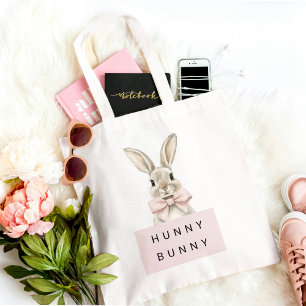 Tote Bag Bunny Pastel "Bunny Hunny Bunny" mignonne Pâques