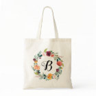 Burgundy Pink Floral Wreath Bridesmaid Initial