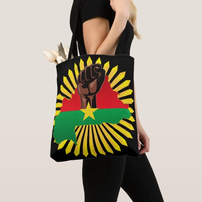Tote Bag Burkina Faso Carte, drapeau et première révolution (De près)