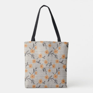 Tote Bag Burlap Floral