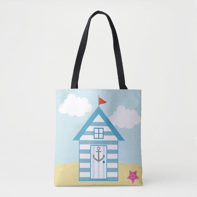 Tote Bag Cabane de plage bleue (Devant)
