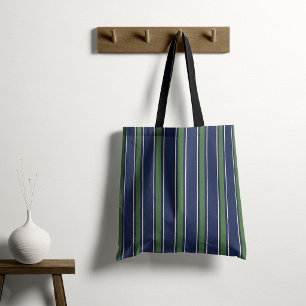 Tote Bag Cabanon Méditerranéen Élégant Rayure Vert Navy