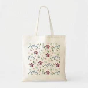 Tote Bag Cabine de la forêt de cerfs de nuit d'hiver II