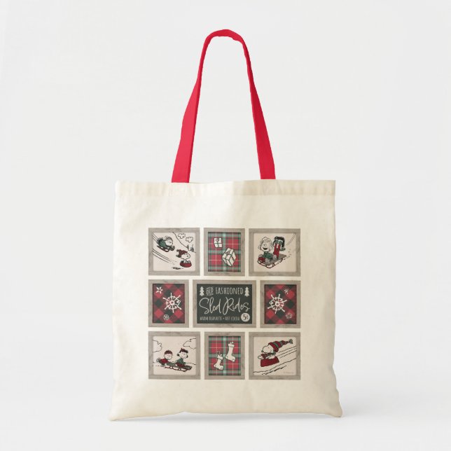 Tote Bag cacahuètes | Ancien Motif de traîneau (Devant)