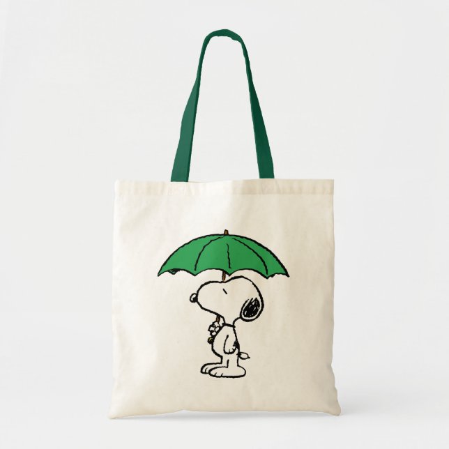 Tote Bag cacahuètes | Parapluie vert Snoopy (Devant)