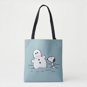 Tote Bag cacahuètes   Snoopy Construit Un Snowman