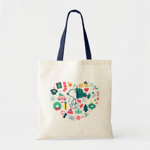 Tote Bag cacahuètes   Snoopy Holiday Happiness Heart