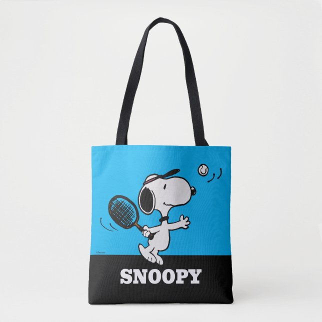Tote Bag cacahuètes | Snoopy Joue Au Tennis (Devant)