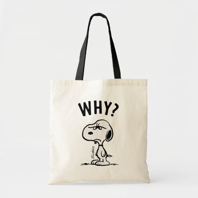 Tote Bag cacahuètes | Snoopy Se Demande Pourquoi ? (Devant)